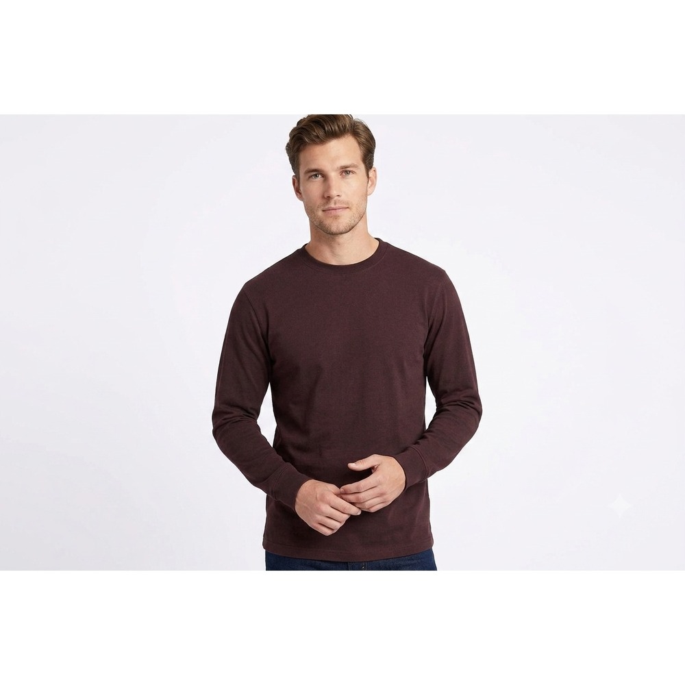 Lands' End Classic T-Shirt Mens Large Tall Burgundy Long Sleeve Everyday Comfort